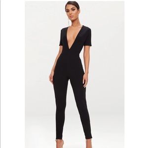 PLT Short Sleeve Plunge Jumpsuit